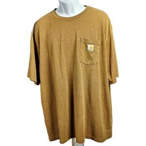 Carhartt Pocket Tee 2XL Brown Work Wear Short Sleeve Outdoor Shirt Logo Durable